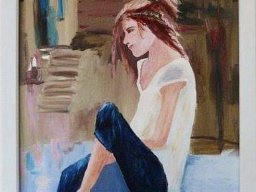 Mädchen im Hof (40x50)